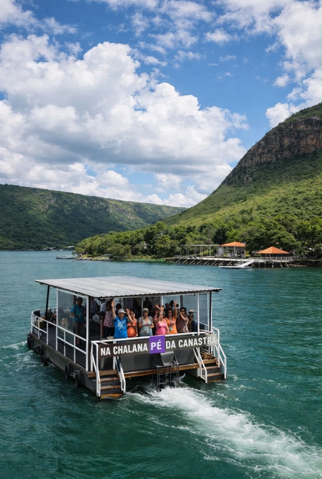 Passeio de chalana no Rio Grande